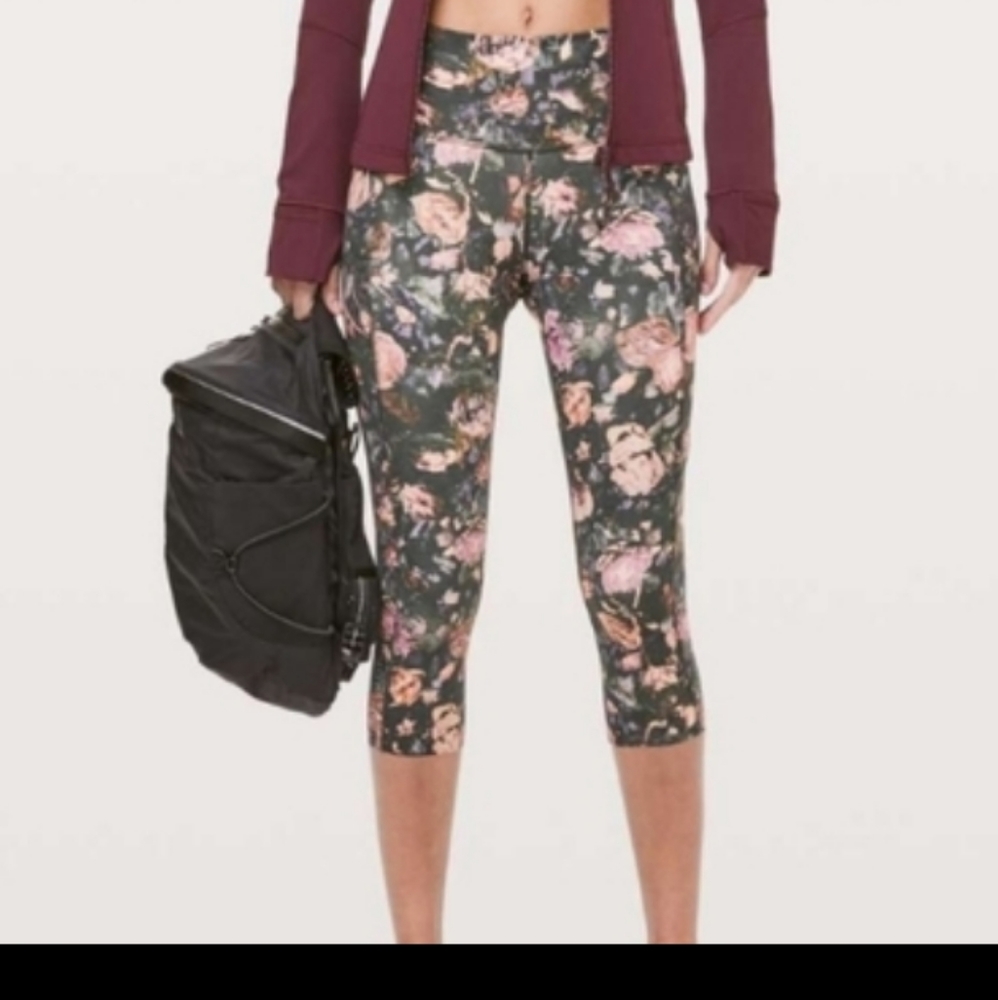 Lululemon Fast & Free Crop II *Nulux 19" Frosted Rose Multi